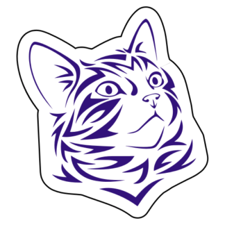 Tribal Cat Sticker (Purple)